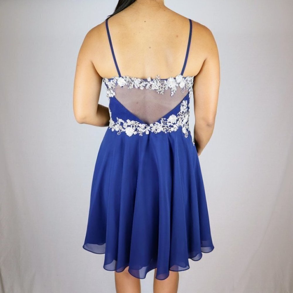 Faviana Navy Blue Lace Lace Bodice Dress $298 NWOT - Picture 6 of 10